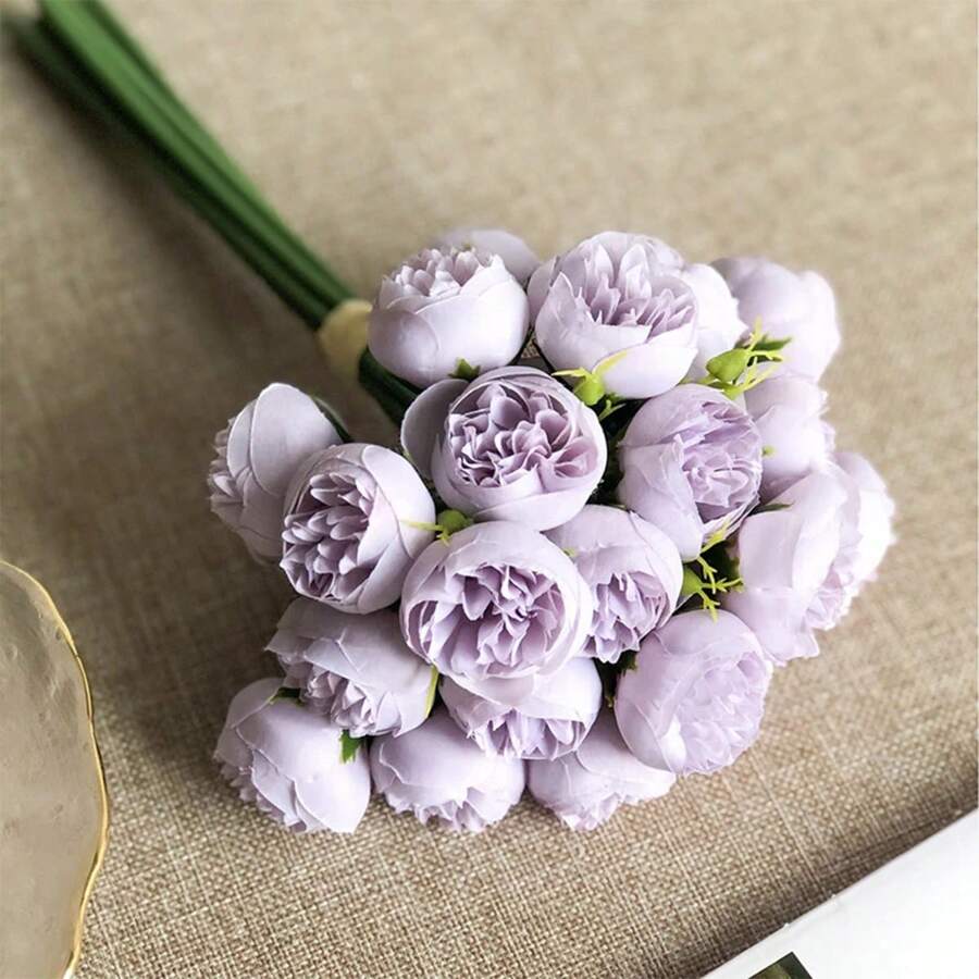 1入組人造牡丹束帶27頭,家庭裝飾,婚禮花束 - 淡紫色 - 查看 1