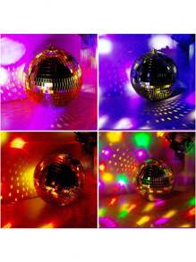 1入金色迪斯科球,設有大型鏡面球,用於迪斯科派對玻璃反光球,掛環,旋轉70年代球用於dj俱樂部酒吧舞台道具,家庭婚禮假日聖誕裝飾 - 金色 - 查看 7