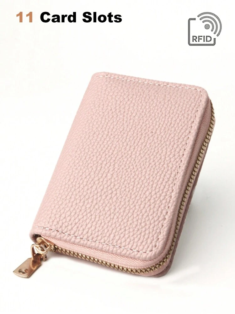 Jinlaili Portafoglio Donna in Pelle, Porta Carte di Credito con Blocco RFID, Portafoglio Uomo Piccolo, Porta Monete con ZIP, Piccolo Corto Portamonete, per Carte di Credito, Moneta, Contanti (Nero