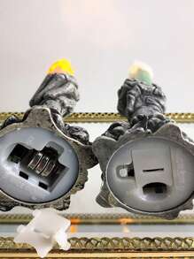 1入組萬聖節骷髏燭臺,led燈骷髏幽靈之手,無火蠟燭燈,派對酒吧裝飾,裝飾按鈕房間電池房裝飾飾品 - 橘色 - 查看 7