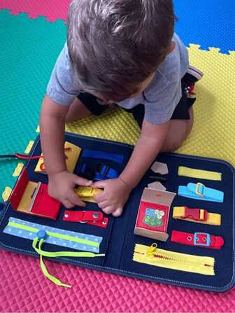 1 set Montessori Tablero de actividades Bolsa de almacenamiento de ropa Ayuda didáctica para el entrenamiento de habilidades motoras finas en niños y juguetes educativos preescolares, útiles escolares, juegos de mesa