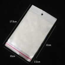 100 个透明自封粘性袋 OPP 袋塑料储物袋带挂孔适用于珠宝展示包装 - 無色 - 查看 13