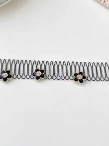 1 件山茶花造型发梳，适合儿童和女孩整理凌乱的头发并作为发饰 - 黑色 - 查看 3