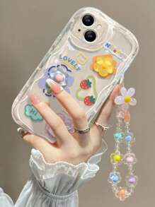 Accesorio para teléfono, brazalete con flor, funda de teléfono pintada suave y clara, compatible con iPhone, resistente al agua, a los golpes y a los arañazos - Multicolor - Ver 7