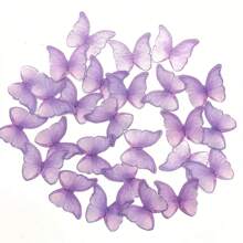 48pcs Edible Purple Butterfly Wafer Rice Paper Cake Decoration Sticker - Multicolor - View 6