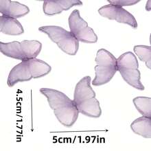 48pcs Edible Purple Butterfly Wafer Rice Paper Cake Decoration Sticker - Multicolor - View 2