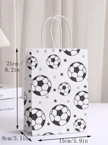 8pcs/set White Football Themed Adult & Kids' Birthday Party Gift Bags, 21x15x8cm, Made Of Kraft Paper - Multicolor - View 3