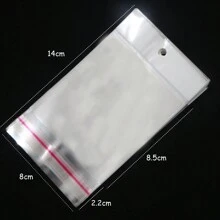 100 个透明自封粘性袋 OPP 袋塑料储物袋带挂孔适用于珠宝展示包装 - 無色 - 查看 8