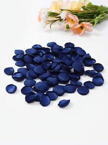 200pcs/Pack Multicolor Synthetic Fabric Petals, Diy European Style Rose Petals For Wedding, Party Decoration - Navy Blue - View 1