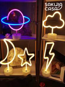 Lampara Led Neon Rayo Figuras Animados Luz Decoración Para Dormitorio Infantil - Amarillo - Ver 7