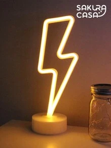 Lampara Led Neon Rayo Figuras Animados Luz Decoración Para Dormitorio Infantil - Amarillo - Ver 1