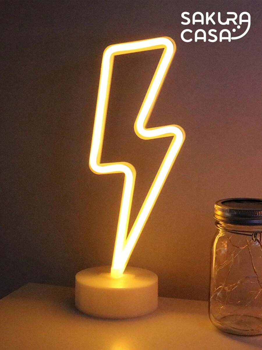 Lampara Led Neon Rayo Figuras Animados Luz Decoración Para Dormitorio Infantil - Amarillo - Ver 1