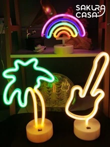 Lampara Led Neon Rayo Figuras Animados Luz Decoración Para Dormitorio Infantil - Amarillo - Ver 6