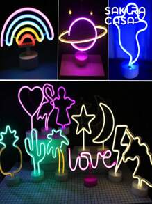 Lampara Led Neon Rayo Figuras Animados Luz Decoración Para Dormitorio Infantil - Amarillo - Ver 5