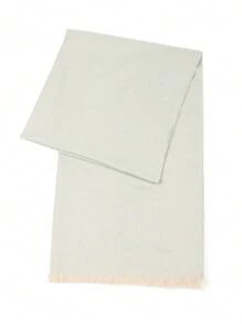 1 Pc Women's Cyan&Camel Herringbone Autumn and Winter Soft and Comfortable thick Cashmere Like all Fashionable Plain Scarf W71*L198CM 215g - Multicolor - View 9