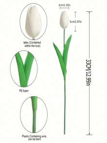 5入組人造鬱金香花卉,擁有真實觸感的花莖,適用於家居辦公室婚禮花束裝飾、秋季豐收節慶居家桌面裝飾