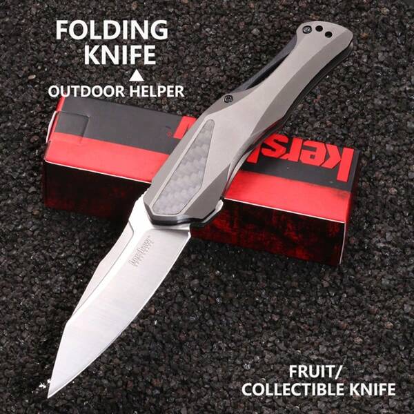 Multipurpose Folding Knife, High Hardness D2 Steel Titanium Coated Blade Material, Handle Made With Steel Handle And Carbon Fiber Stickers. Suitable For Outdoor Camping, Survival And Fruit Cutting