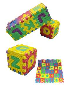 1pack 10pcs/36pcs 11.81in/1.97in/2.36in/2.76in mini Eva Foam puzzle mat Alphabet Letters Numbers Floor Mats, Children's Educational Early Learning Puzzle Game - Multicolor - View 1