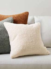 1入組45*45cm涮綿枕套,現代家居軟體隱形拉鍊設計teddy Loop絨絨沙發靠墊套 - 白色 - 查看 1