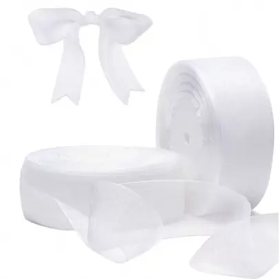 1 Roll 50 Yards Sheer Organza Ribbon Chiffon Ribbon Gift Wrapping Wedding Bouquet Decoration