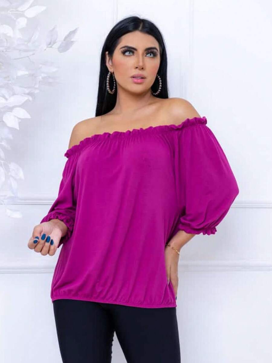 Women Blouses - 玫瑰紅 - 查看 1