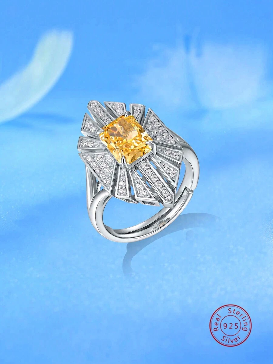 1入優雅復古925銀&鋯石戒指,適合女性日常穿戴、婚禮紀念日、周年慶祝、萬聖節禮物