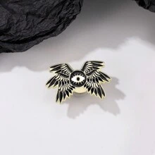 1 件女士黑白珐琅翅膀胸针翻领别针 - 黑與白 - 查看 5