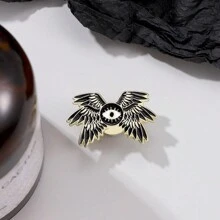 1 件女士黑白珐琅翅膀胸针翻领别针 - 黑與白 - 查看 1