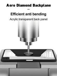 1 件 720° 旋转水晶透明亚克力透明后盖防震保护壳兼容 iPad，支持睡眠/唤醒功能 - 黑色 - 查看 6