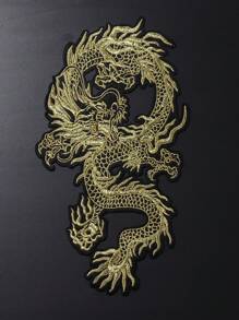1入組帶有膠背的龍刺繡布貼,適用於羽絨外套、牛仔褲和手工藝品diy - 杏色 - 查看 1