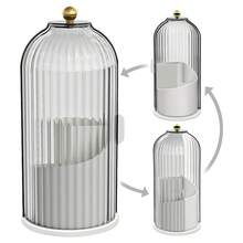 化妝刷架收納帶蓋,360°旋轉化妝刷收納盒,5投幣口製作畫筆杯子適用於化妝品,指甲油,美術用品,浴室桌面收納 - 白色(透明蓋) - 查看 4