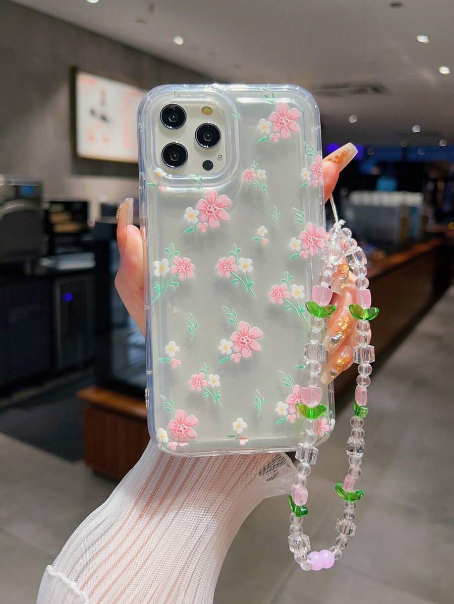 Custodia per telefono estiva a sacchetto d"aria con fiore colorato carino 1pz con cinturino dettaglio floreale, design antiscivolo compatibile con IPhone
