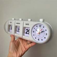 1pc Desktop Alarm Clock With Manual Flip Cover, Vintage Quartz Design, Display Date And Month, Modern Style Folding Calendar Clock, Plastic Countdown Process, Simple Decoration For Bedroom Bedside Table, Home Decor, Office Desk Accessories,Home Decor ,Room Decor Digital Clock Bedroom Decor Dormitory Decor Back To School School Decor School Surprise
