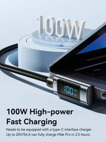 Essager 100W 数字显示 USB Type C 转 USB C 数据线 PD 快速充电器 Type-C 数据线 适用于 Poco Oneplus 灰色 Nan - 淺灰色 - 查看 3