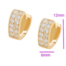 Aretes Corazón Mujer y Niña Arracadas Finas de Zirconia Oro Laminado Huggies de Moda - Dorado - Ver 2