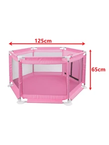 Cercadinho Infantil Cercado Chiqueirinho Portátil Para Bebê Criança - Rosa chiclete - Visão 3