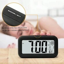 1款具有光感應器的發光無聲鬧鐘,創意led貪睡數字時鐘,多國語言 - 黑色 - 查看 4