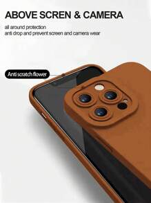 1pc Khaki-color Shockproof Phone Case With Camera Protection Compatible With Iphone