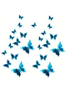 1set Glow Butterfly Wall Decals Blue Luminous Butterfly Glow In The Dark Wall Stickers DIY Decor For Kid Girl Bedroom Bathroom Decorations (Five Sets Of Main Image Effects Need To Be Purchased), Stickers, Wall Decal, Vinyl Decal For Home Decorations, Spring Decoration Items Refresh Your Home, Festival Decoration Stickers Gifts Birthday Graduation