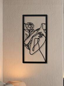 1 件簡約金屬牆壁藝術畫美麗的女人和玫瑰適合家居客廳臥室裝飾