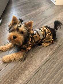 1pc Polyester Four-legged Double-layer Hooded Raincoat With Buckle, Suitable For Pet Rainy Days - Army Green - View 1