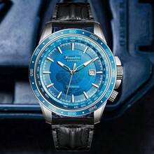 GMT Automatic Mechanical Movement World Map Man Watch 3D Relief Big Dial 50Bar Auto Date Waterproof Sapphire Luminous WristWatch - Blue - View 3