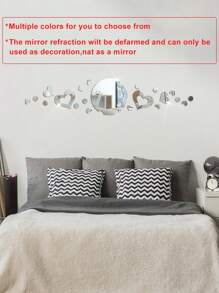 21pcs Heart Shaped Mirror Wall Sticker Best Gifts - Silver - View 5