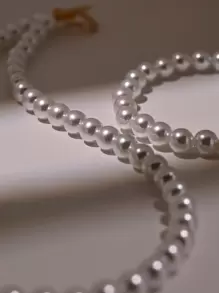 Faux Pearl Necklace Bracelet Set For Men Fashion Jewelry