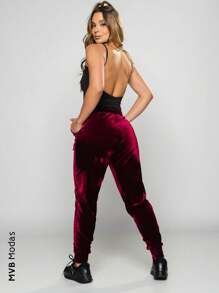 Women Pants - Burgundy - View 5
