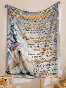 Family Theme Flannel Blanket For Daughters - 1pc - Multicolor - View 3