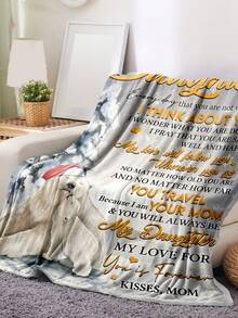 Family Theme Flannel Blanket For Daughters - 1pc - Multicolor - View 2