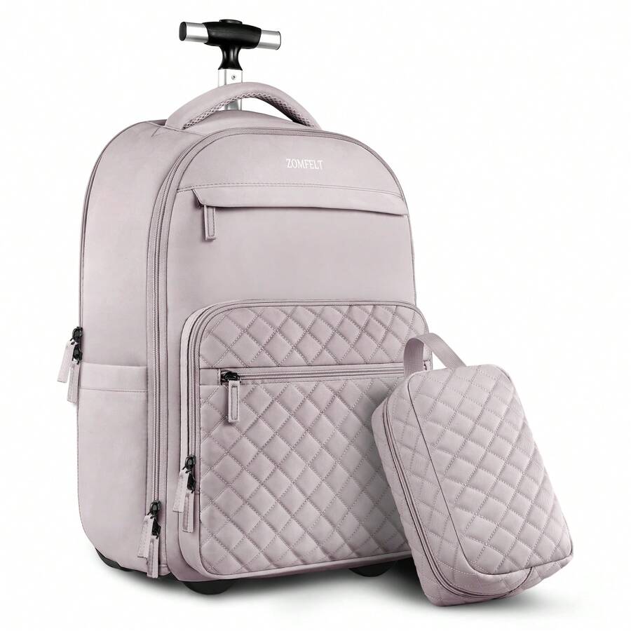 ZOMFELT Rolling Backpack For Women Men, Carry On Luggage Travel Backpack With Wheels, 17 Inch Laptop Backpack With Toiletry Bag, Wheeled Backpack For Travel Trip Business,Valentine's Day, Mother's Day, New Year's Gifts, Graduation Season Gifts, St. Patrick's Day - Mauve Purple - View 1