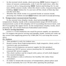 1pc Simplistic Led Mirror Clock Digital Clock With Temperature Display, Voice Control And Time Display, Temperature Meter, Plug In, For Students And Home Use - Black - View 9