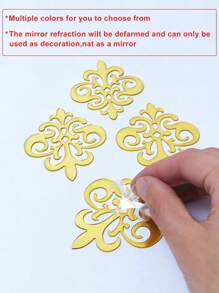 10 片图案亚克力墙贴，现代风格家居装饰，金银黑色亚克力墙贴 1 自粘无胶痕，可拆卸客厅/卧室 DIY 创意贴纸镜子墙面装饰房间装饰墙镜房间浴室装饰客厅装饰